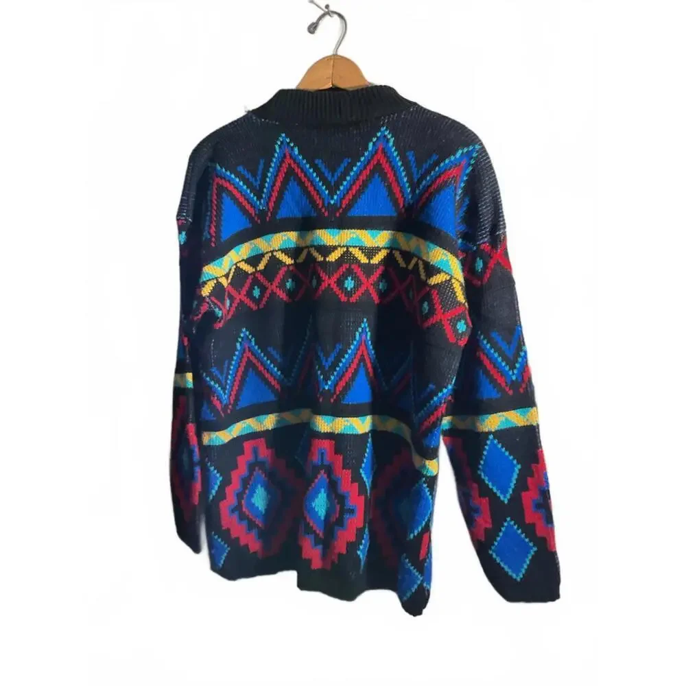Vintage In Resource/Doris Skis Sweater with Bold Geometric Pattern Large
